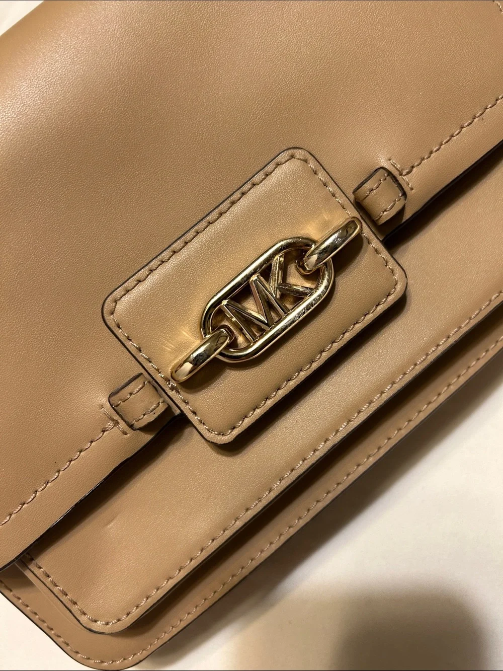 Michael Kors Taupe Crossbody Bag with Gold Chain